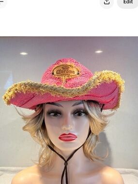 Coastal Cowgirl Corona Pink Western Straw Hat by TONPSOM | Size M